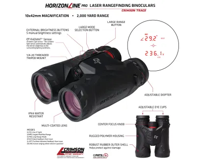 CRIMSON TRACE HORIZONLINE 2K RANGEFINDING BINOCULARS