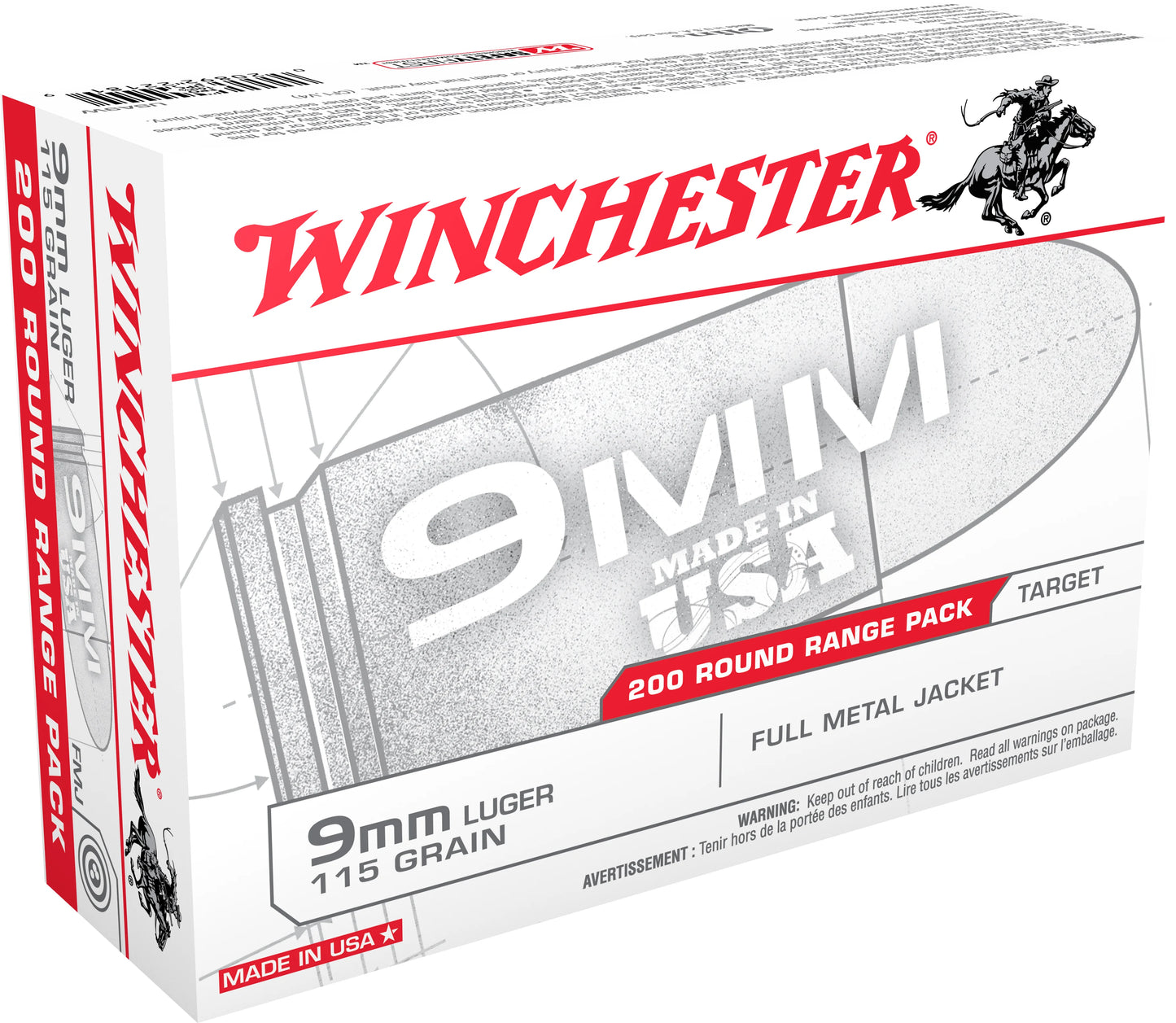 WINCHESTER USA RANGE PACK 9MM 115GR FMJ